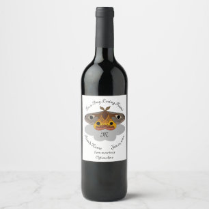 Étiquette Pour Bouteilles De Vin Monogramme coloré de l'empereur Moth