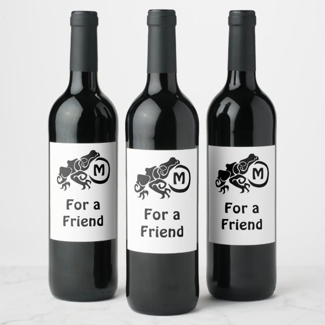 Étiquette Pour Bouteilles De Vin Monogramme de grenouille tribale Wick (Bouteilles)