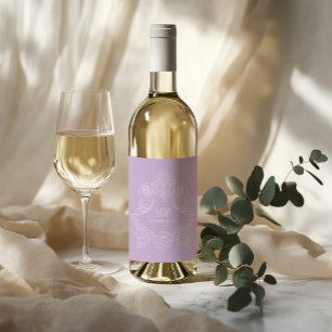 Étiquette Pour Bouteilles De Vin Monogramme de la crête victorienne violet pastel