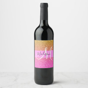 Étiquette Pour Bouteilles De Vin Monogramme de l'étincelle de la Parties scintillan