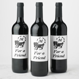 Étiquette Pour Bouteilles De Vin Monogramme d'Iguana