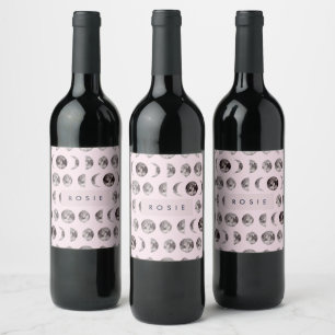 Étiquette Pour Bouteilles De Vin Monogramme Dreamsical Lune Phases Cadeaux