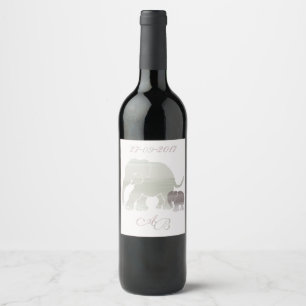 Étiquette Pour Bouteilles De Vin Monogramme élégant et éléphant de l'année sur