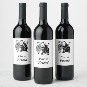 Étiquette Pour Bouteilles De Vin Monogramme Hippo en colère
