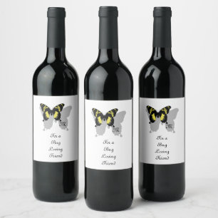 Étiquette Pour Bouteilles De Vin Monogramme jamaïcain de l'ombre des papillons