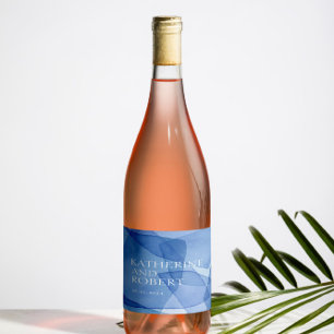 Étiquette Pour Bouteilles De Vin Monogramme Mariage des formes d'aquarelle moderne