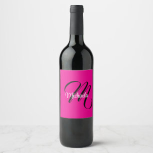 Étiquette Pour Bouteilles De Vin Monogramme moderne minimaliste nom initial rose ch