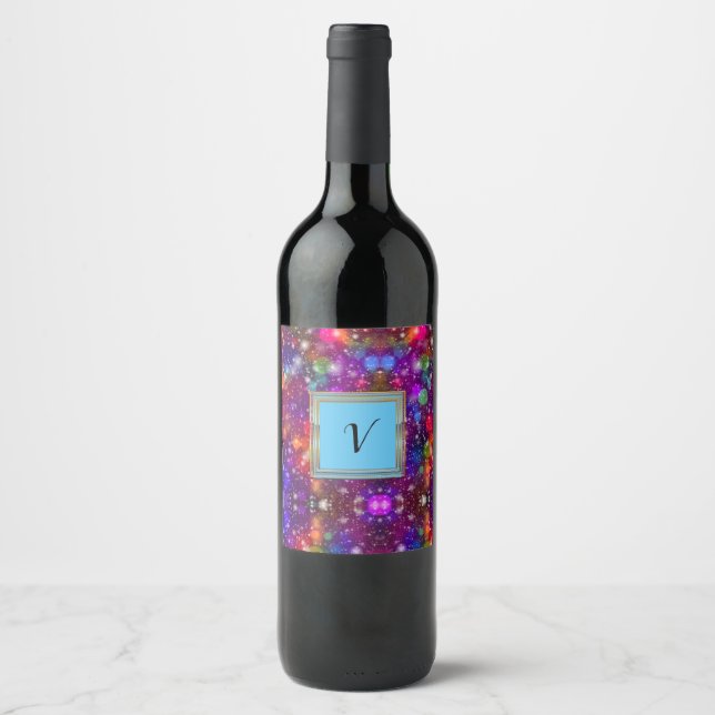 Étiquette Pour Bouteilles De Vin Monogramme Motif moderne et élégant (Devant)