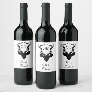 Étiquette Pour Bouteilles De Vin Monogramme silhouette de l'Antelope foncé
