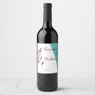 Étiquette Pour Bouteilles De Vin Monogramme turquoise 💍 Élégance géométrique moder