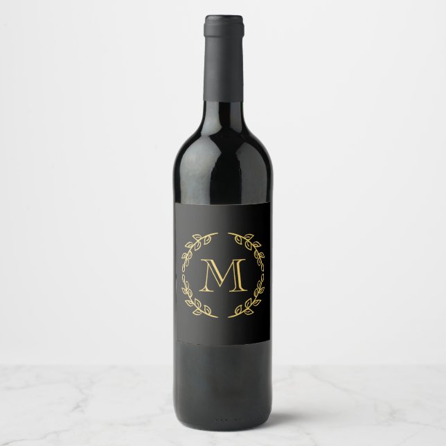 Étiquette Pour Bouteilles De Vin Monogramme vintage (Devant)