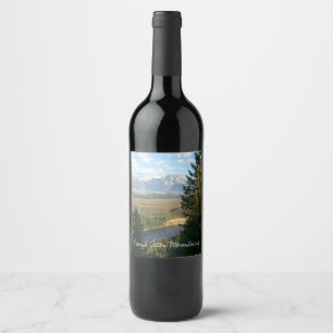 Étiquette Pour Bouteilles De Vin Montagnes et rivière de Jackson Hole
