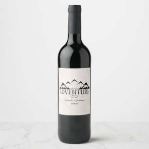 Étiquette Pour Bouteilles De Vin Montagnes L'aventure commence Mariage Monogramme