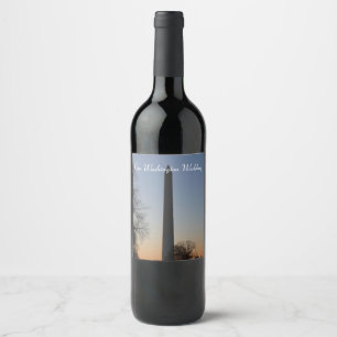 Étiquette Pour Bouteilles De Vin Monument de Washington au coucher du soleil