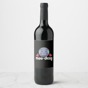 Étiquette Pour Bouteilles De Vin Moo Deng Bouncy Pig en image thaï bébé hippopotame