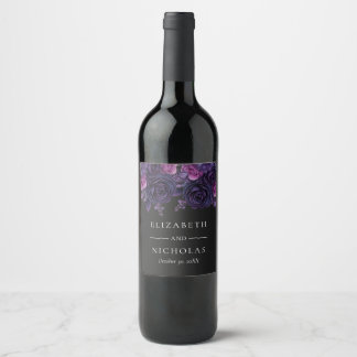 Étiquette Pour Bouteilles De Vin Moody foncé gothique Floral Halloween Mariage