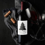 Étiquette Pour Bouteilles De Vin Moody Joyeux Noël | Arbre à charbon argenté Onyx<br><div class="desc">C'est la saison pour décorer et divertir ! Moderne, sombre et moody abstrait arbre de vacances et "Joyeux Noël" écrit à la main dans une palette riche et luxueuse. Cet élégant design festif est orné d'un sapin de Noël brillant et fantaisiste avec une plaque de peinture frisonnante rehaussée d'une parties...</div>
