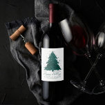 Étiquette Pour Bouteilles De Vin Moody Joyeux Noël | Arbre Turquoise profond de min<br><div class="desc">C'est la saison pour décorer et divertir ! Moderne, sombre et moody abstrait arbre de vacances et "Joyeux Noël" écrit à la main dans une palette riche et luxueuse. Cet élégant design festif est orné d'un sapin de Noël brillant et fantaisiste avec une plaque de peinture frisonnante rehaussée d'une parties...</div>
