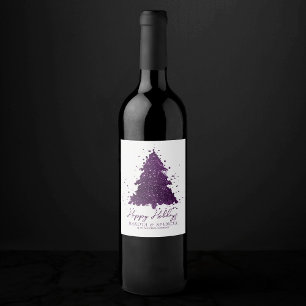 Étiquette Pour Bouteilles De Vin Moody Joyeux Noël   Plum profond violet personnali