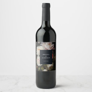 Étiquette Pour Bouteilles De Vin Moody Peony Painterly Floral Mariage Étiquette de
