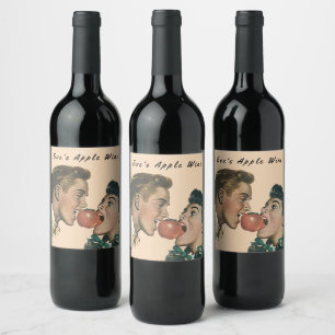 Étiquette Pour Bouteilles De Vin Morsure de partage maison Eve's Apple Wine Retro s
