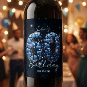 Étiquette Pour Bouteilles De Vin Mosaïque de pierres précieuses bleu saphir Glamour