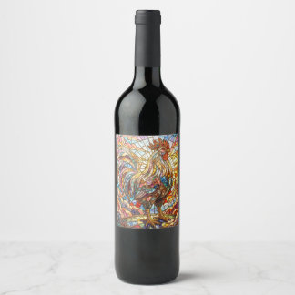 Étiquette Pour Bouteilles De Vin Mosaïque du Coq d'Or de Lumière Chantant