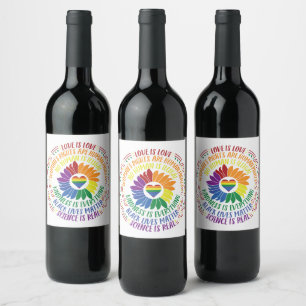 Étiquette Pour Bouteilles De Vin Mot Fleur de justice sociale coloré