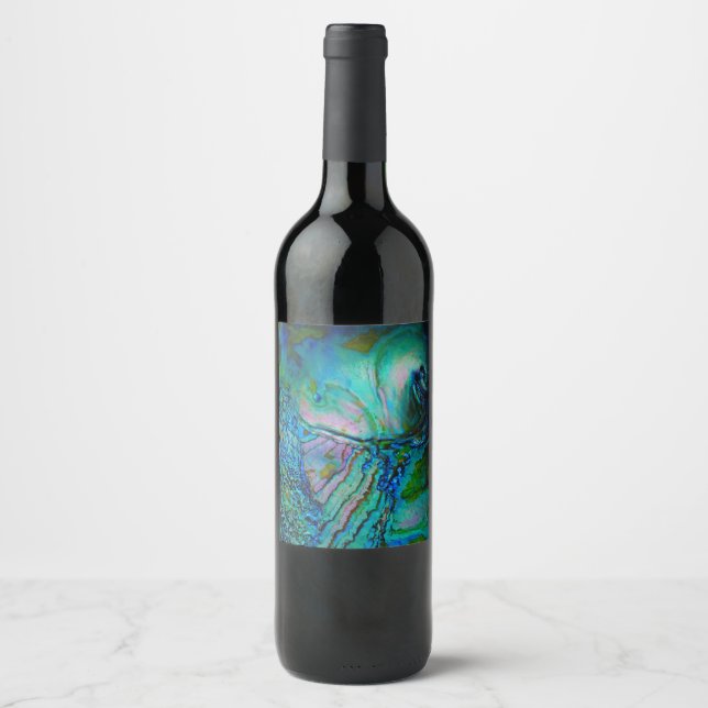 Étiquette Pour Bouteilles De Vin Motif Abalone Bleu (Devant)