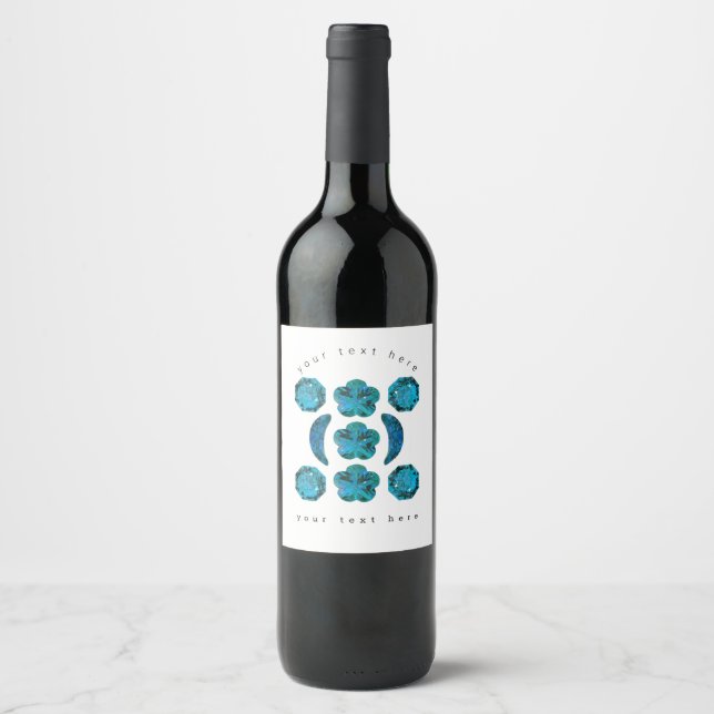Étiquette Pour Bouteilles De Vin Motif Aquamarine (Devant)