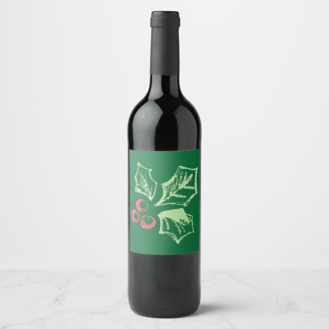 Étiquette Pour Bouteilles De Vin Motif Chalk Mistletoe (Devant)