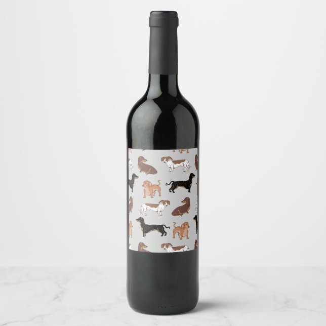 Étiquette Pour Bouteilles De Vin Motif chien Dachshund (Devant)