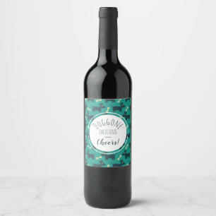 Étiquette Pour Bouteilles De Vin Motif chien mignon avec oreilles disquettes et os