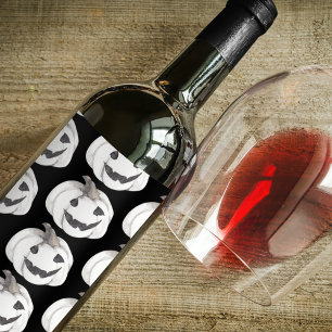 Étiquette Pour Bouteilles De Vin Motif Citrouille éffrayant   Bonne Halloween