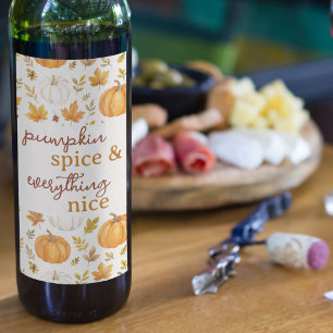 Étiquette Pour Bouteilles De Vin Motif Citrouille mignon Thanksgiving