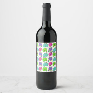 Étiquette Pour Bouteilles De Vin Motif de boutons de hamster coloré