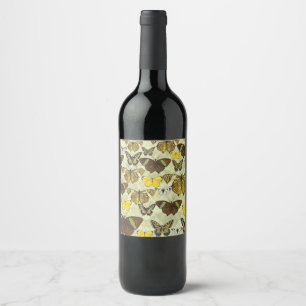 Étiquette Pour Bouteilles De Vin Motif de graphique papillon vintage