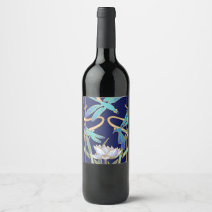 Étiquette Pour Bouteilles De Vin Motif de libellules Art nouveau