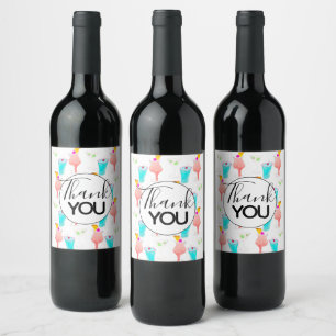 Étiquette Pour Bouteilles De Vin Motif de Margarita Cocktail à l'aquarelle Merci