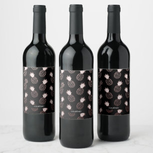 Étiquette Pour Bouteilles De Vin Motif mignon d'ananas