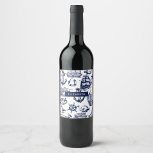Étiquette Pour Bouteilles De Vin Motif nautique
