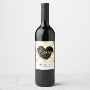 Étiquette Pour Bouteilles De Vin Motif or moderne avec coeur