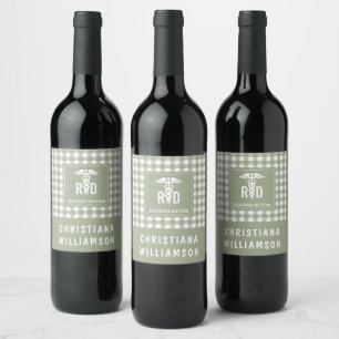 Étiquette Pour Bouteilles De Vin Motif personnalisé de diététiste enregistré RD