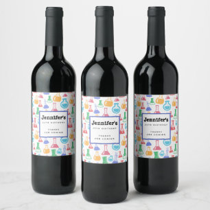 Étiquette Pour Bouteilles De Vin Motif scientifique divertissant Beakers and Flaque