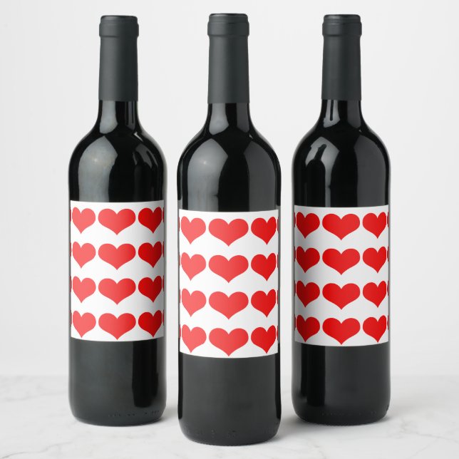 Étiquette Pour Bouteilles De Vin Motifs de Cœur Rouge Mariages Saint-Valentin Anniv (Bouteilles)