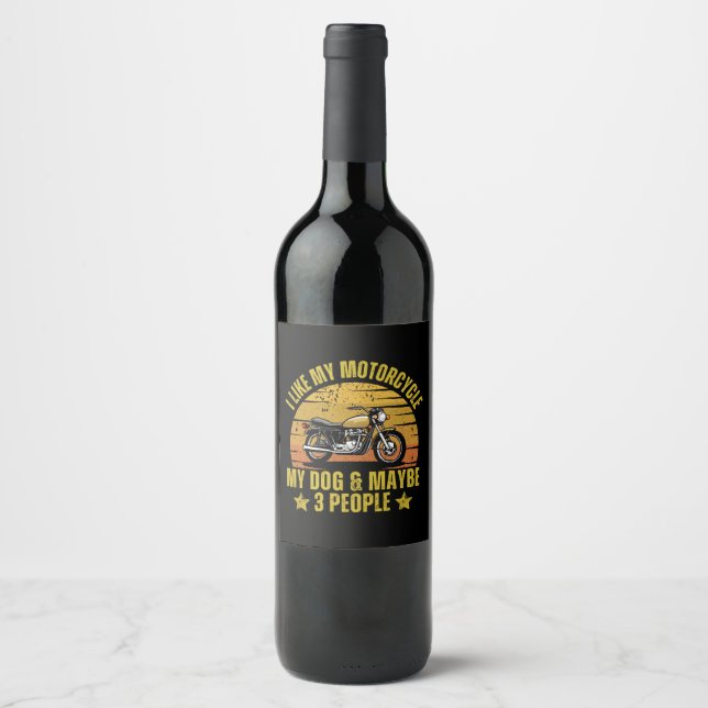 Étiquette Pour Bouteilles De Vin Motocyclette de chien (Devant)