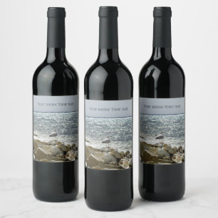 Étiquette Pour Bouteilles De Vin Mouette et mer