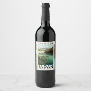 Étiquette Pour Bouteilles De Vin Mt Fuji Japon affiche Voyage Art Vintage