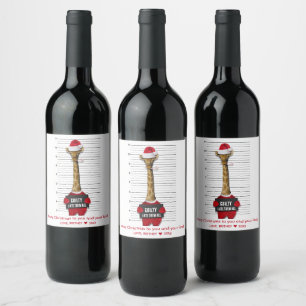 Étiquette Pour Bouteilles De Vin Mugshot Guilty Funny Giraffe Noël