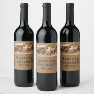 Étiquette Pour Bouteilles De Vin Mustang Muscadine Vin Naturel Chevaux Sauvages Nat